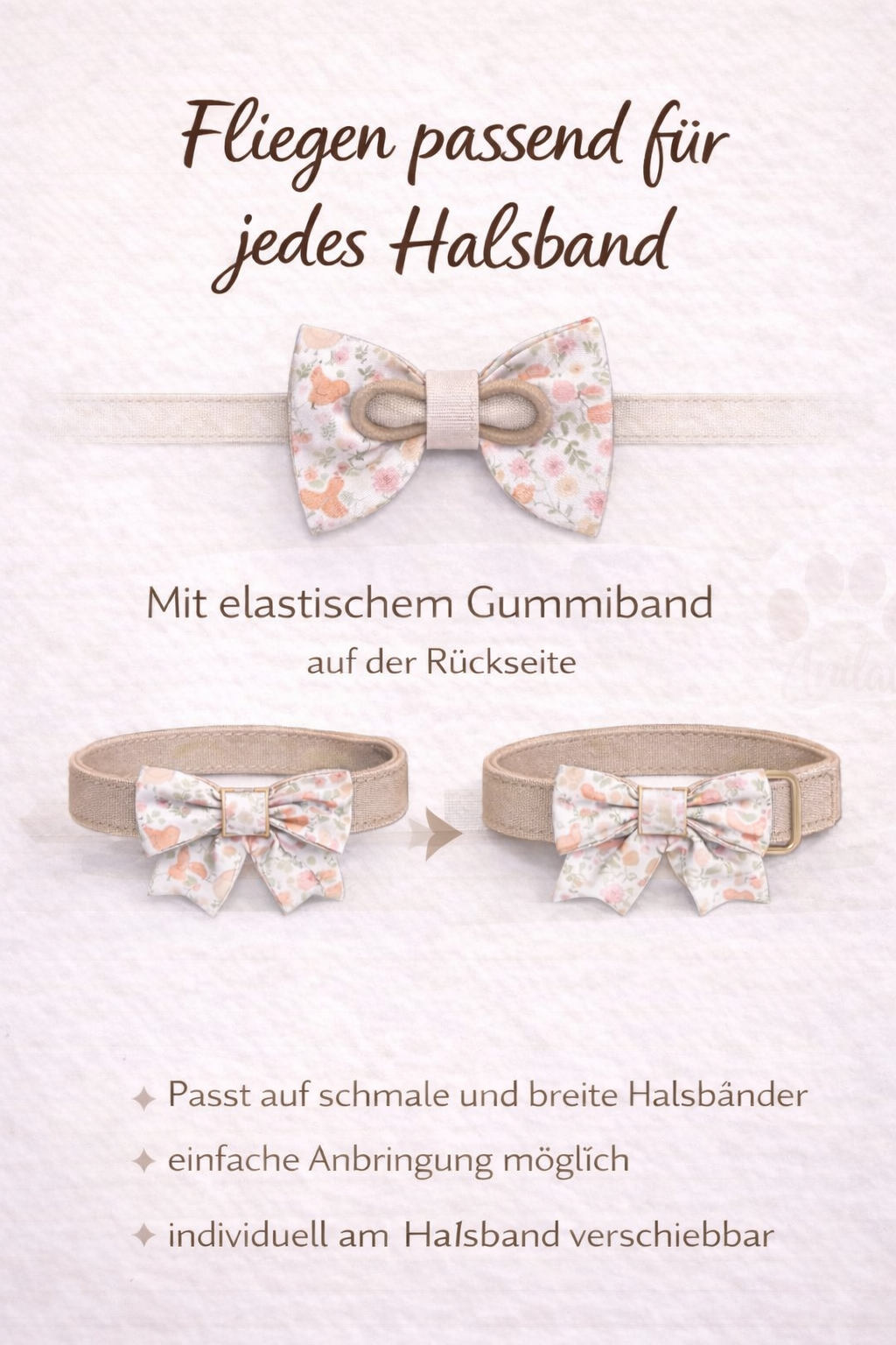 Hund Fliege Halsband - Sonnenblume Stickerei
