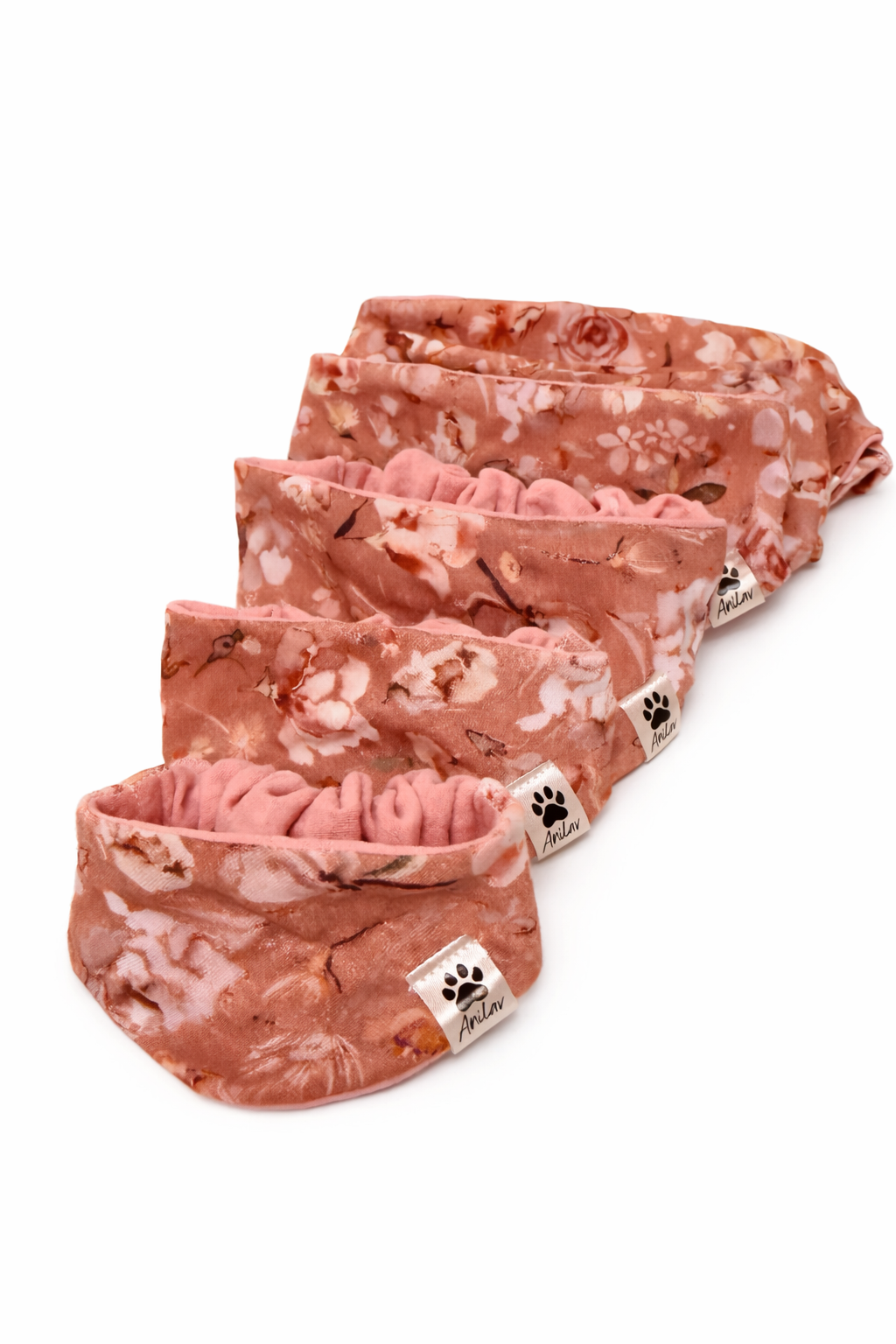 Scrunchie-Bandana - Blumen altrosa - Musselin - Halstuch