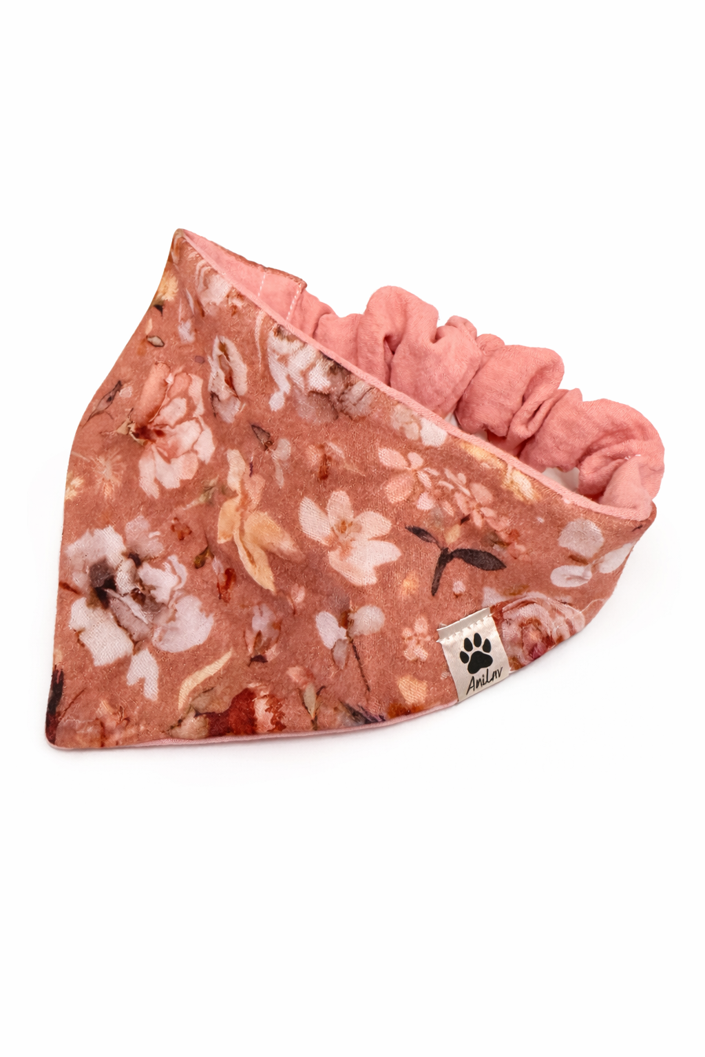 Scrunchie-Bandana - Blumen altrosa - Musselin - Halstuch