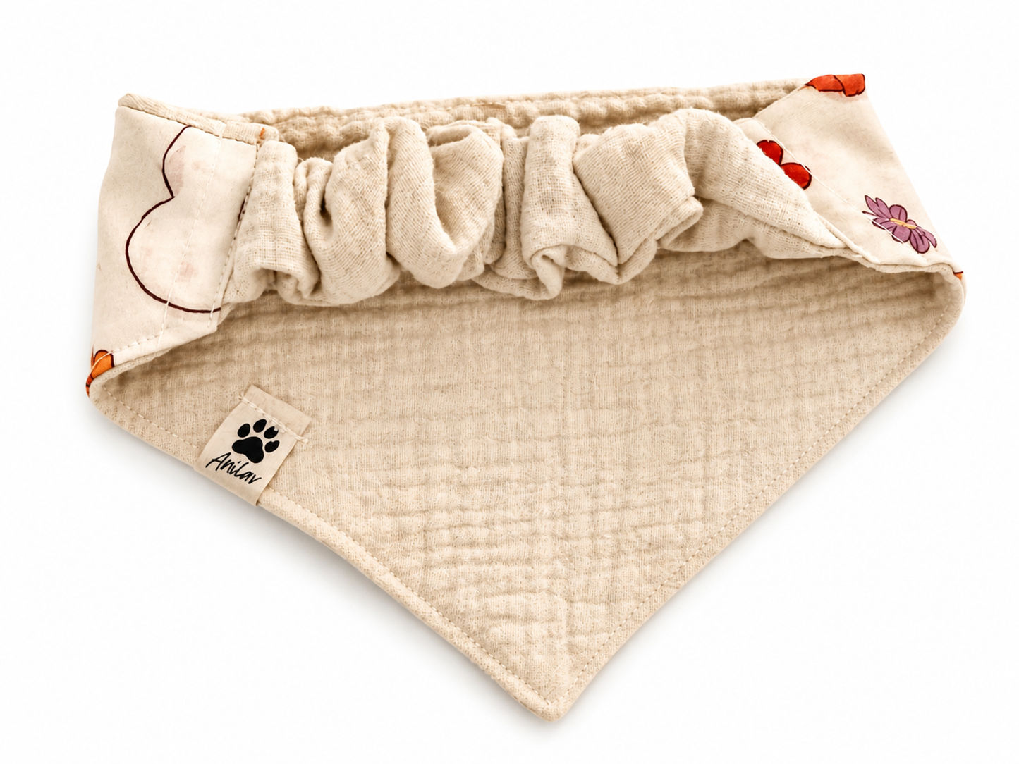 Scrunchie-Bandana - Spiegelei Happy - Musselin - Halstuch