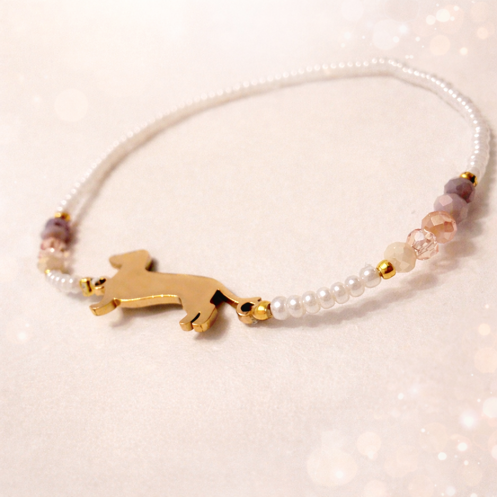 Armband Dackel - Perlen kristall rosé
