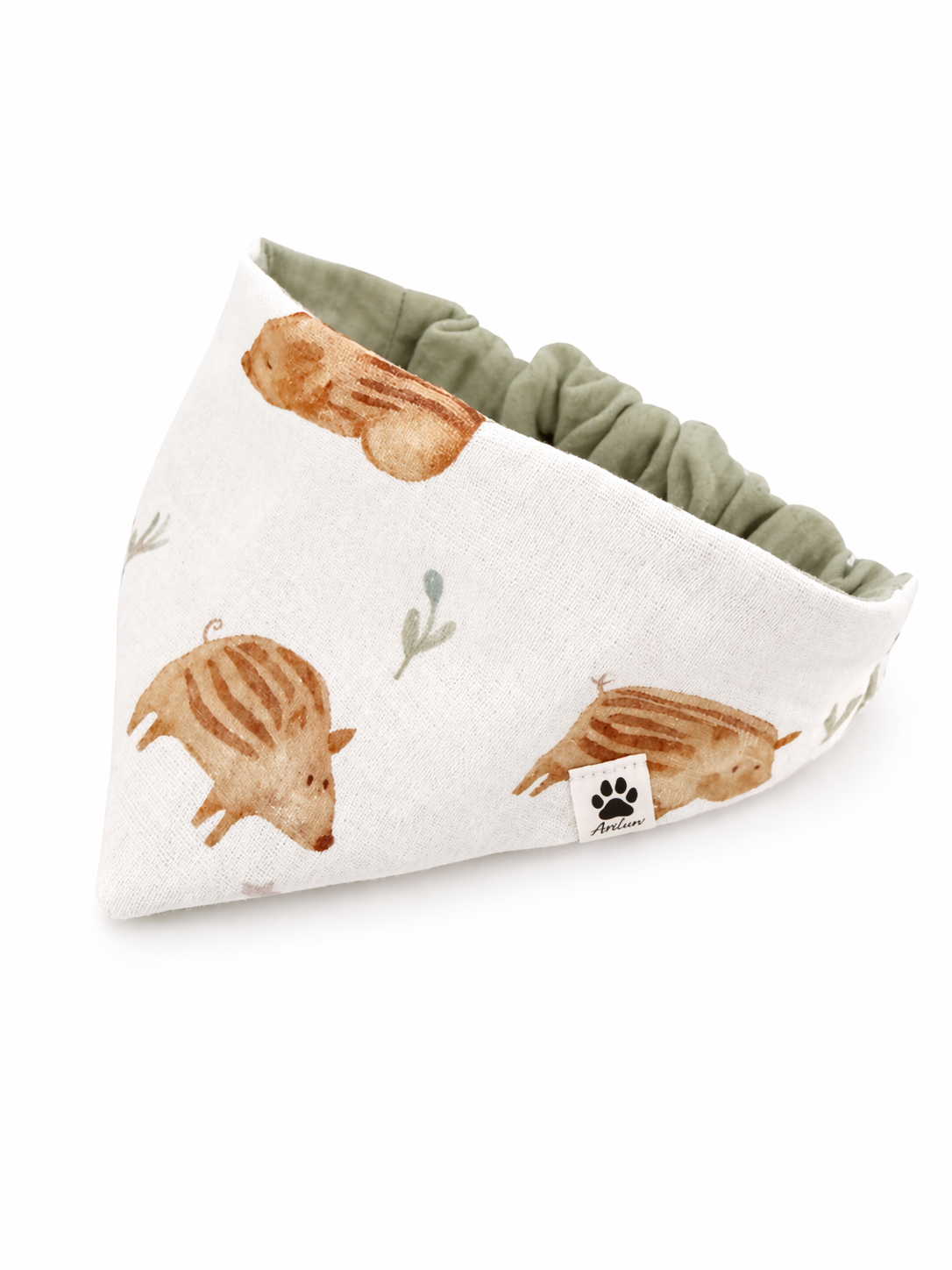 Scrunchie-Bandana - Wildschweine + Mint - Musselin - Halstuch