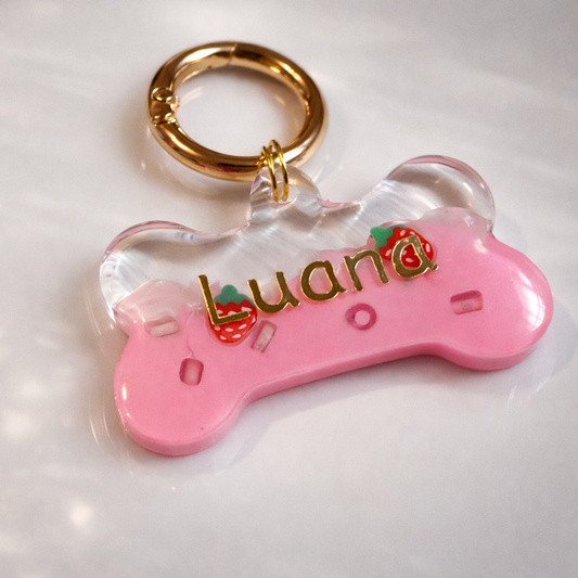 Dog Tag "Strawberries and Cream Frappuccino" - Starpups Kollektion - Anhänger Hundemarke Halsband