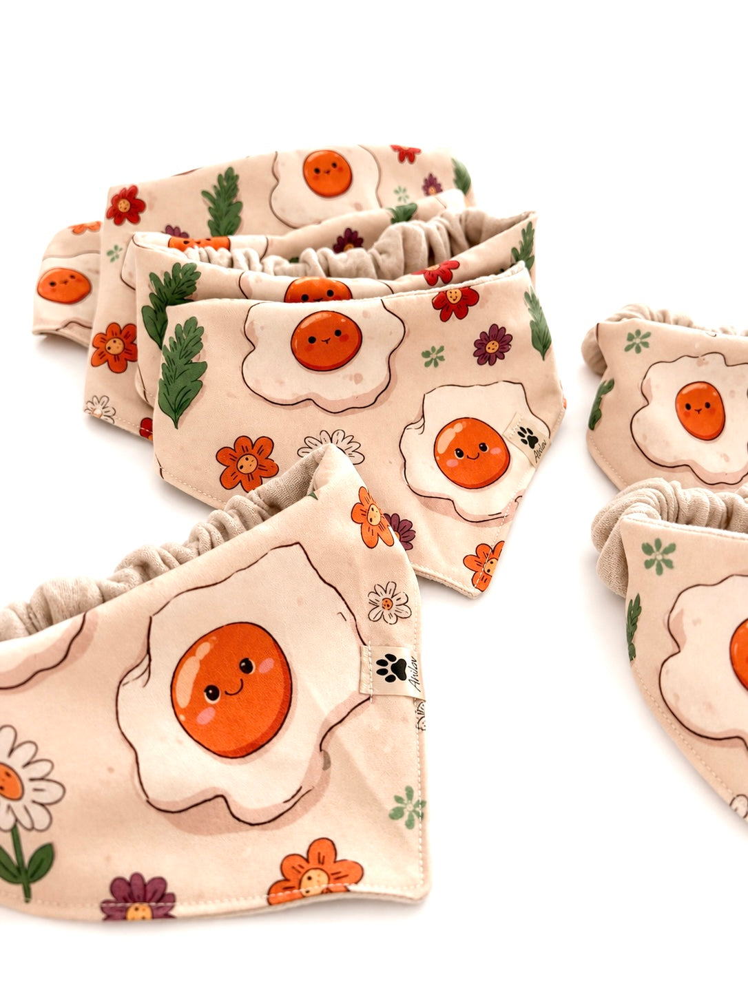 Scrunchie-Bandana - Spiegelei Happy - Musselin - Halstuch