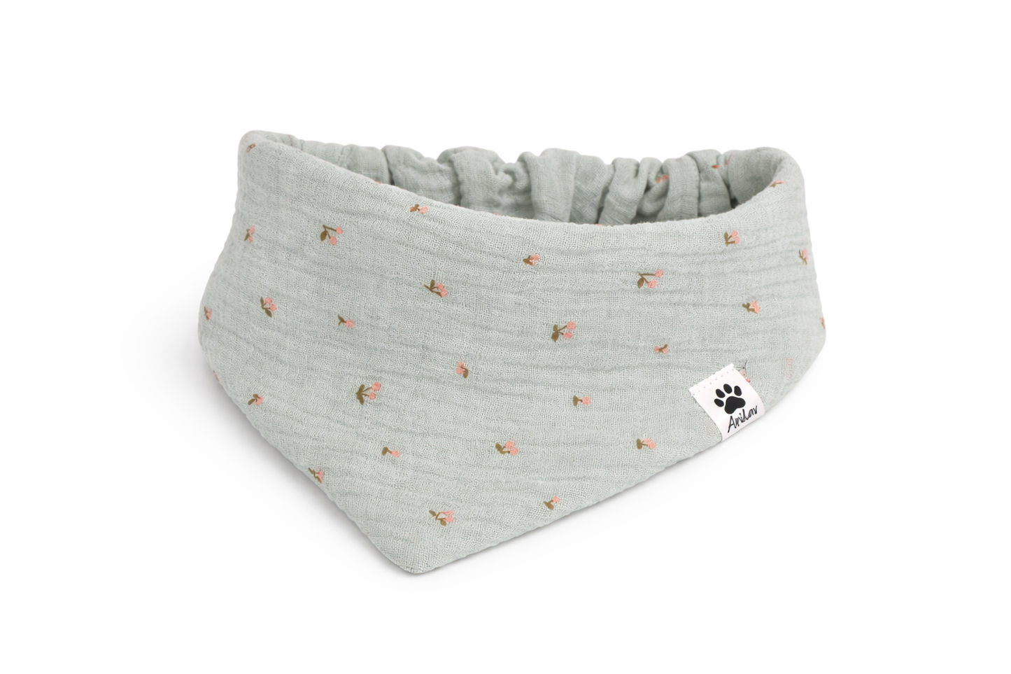 Scrunchie-Bandana - Kirschen + Mint - Musselin - Halstuch