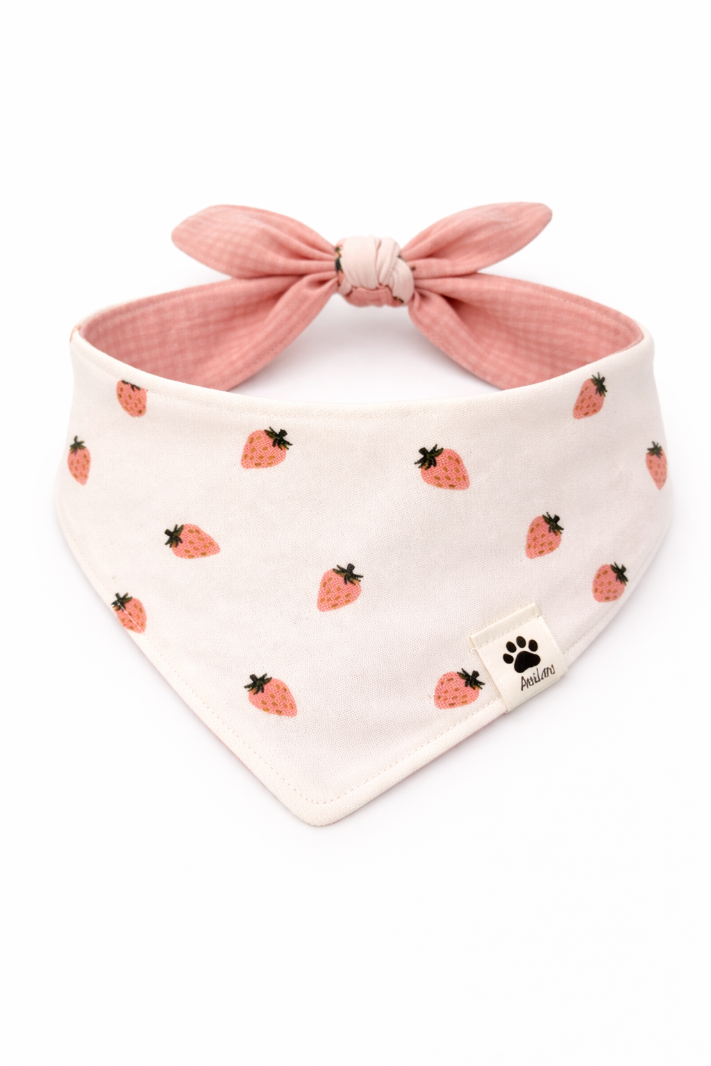 Wende-Bandana zum Binden - Erdbeeren+Rosa + Musselin