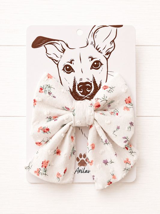 Hund Fliege Matrosenfliege Halsband - Rosen + Dots