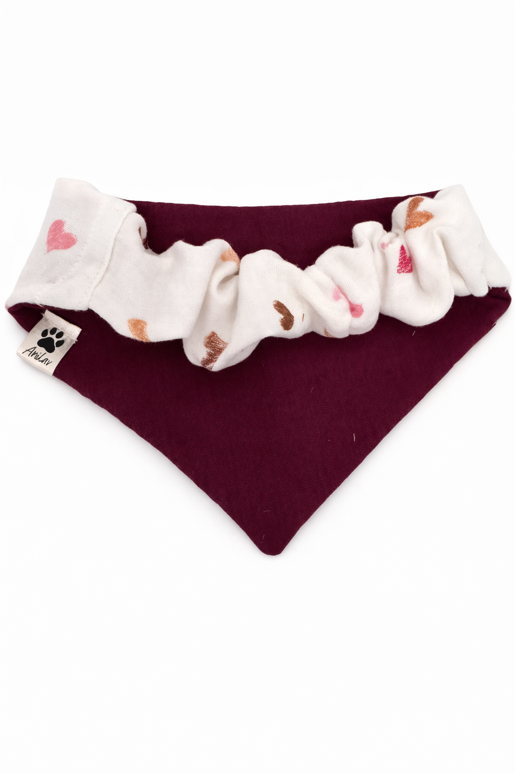 Scrunchie-Bandana - Herzen + Lila/Brombeeren - Musselin - Halstuch