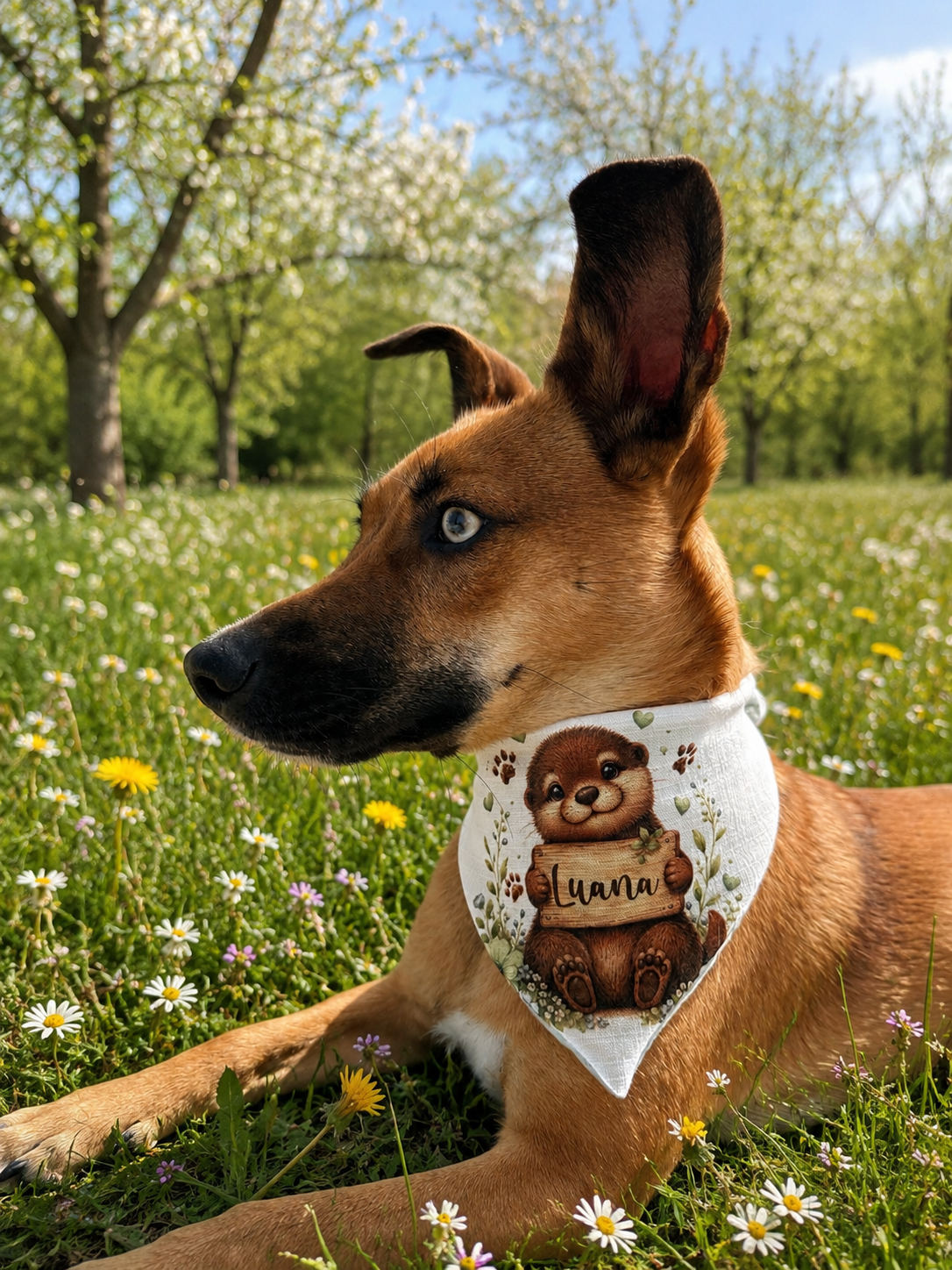 Scrunchie-Bandana - Otter - Musselin - Halstuch - personalisierbar