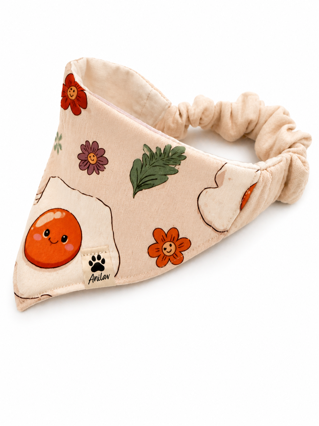 Scrunchie-Bandana - Spiegelei Happy - Musselin - Halstuch
