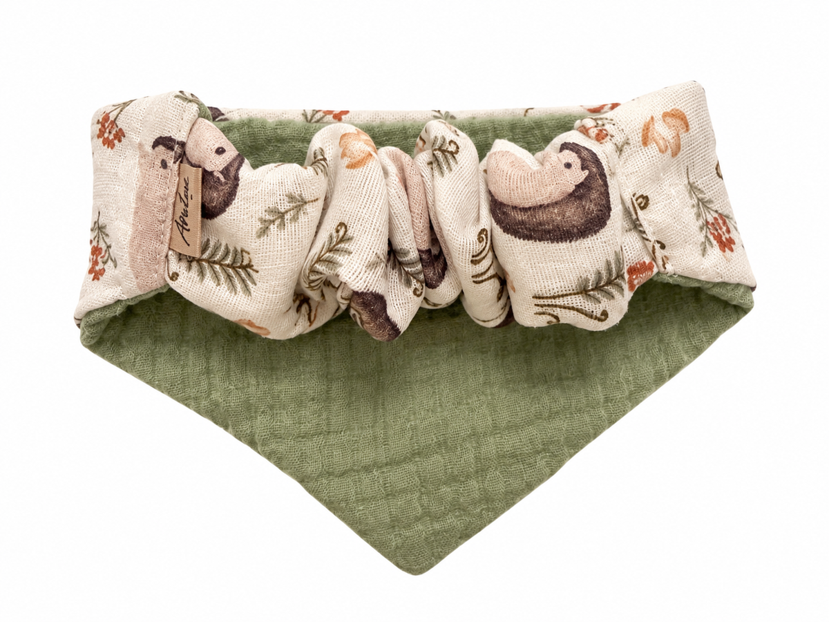 Scrunchie-Bandana - Igel Herbst - Musselin - Halstuch