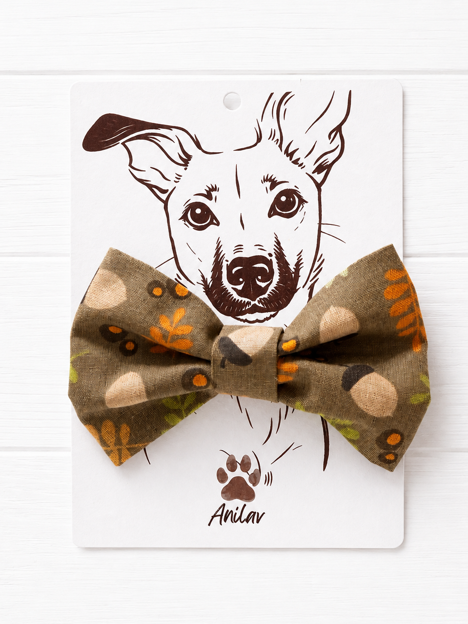 Hund Fliege Halsband - Herbstblätter Eicheln - Herbst