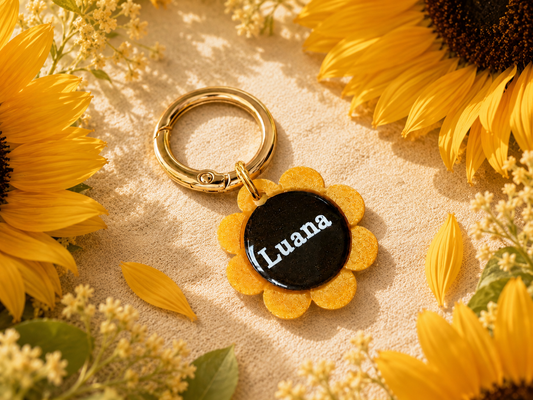 Dog Tag "Sonnenblume"- Flower Power Kollektion - Hundemarke Halsband Anhänger
