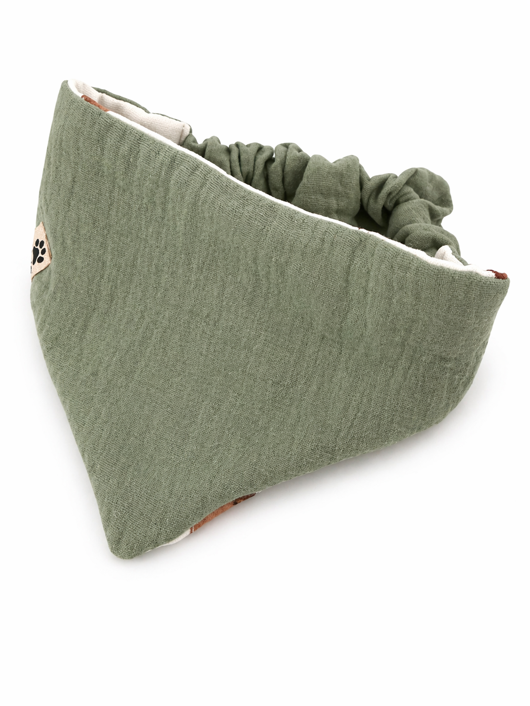 Scrunchie-Bandana - Dackel + Olivgrün - Musselin - Halstuch
