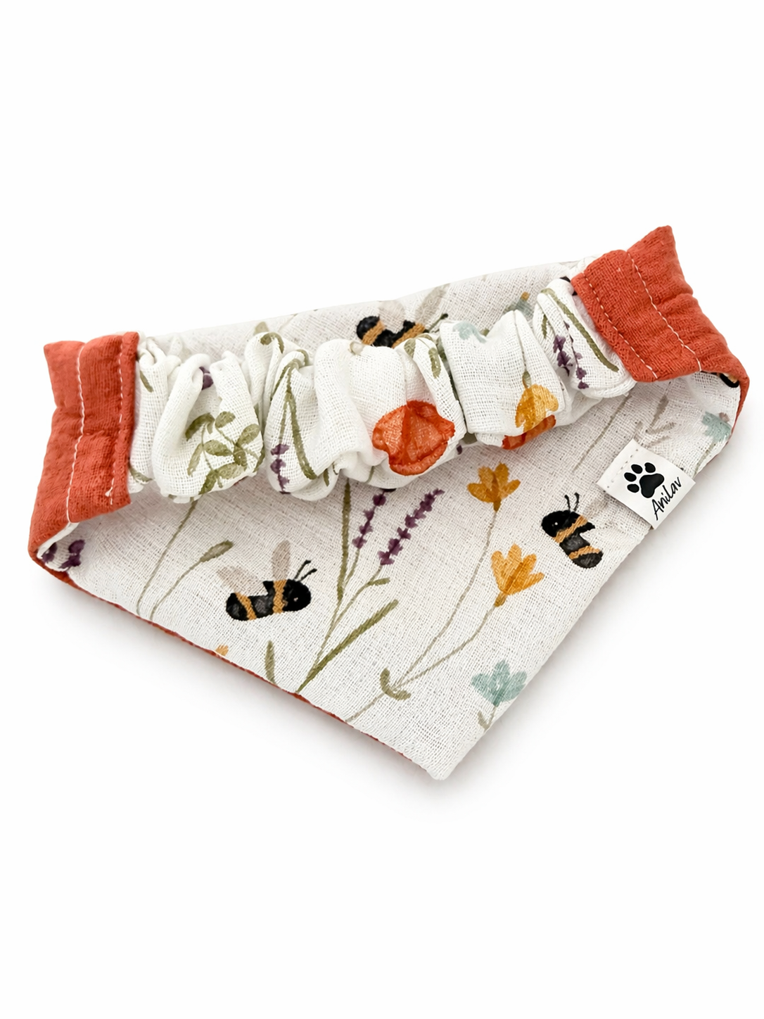 Scrunchie-Bandana - Hummel + Orange - Musselin - Halstuch