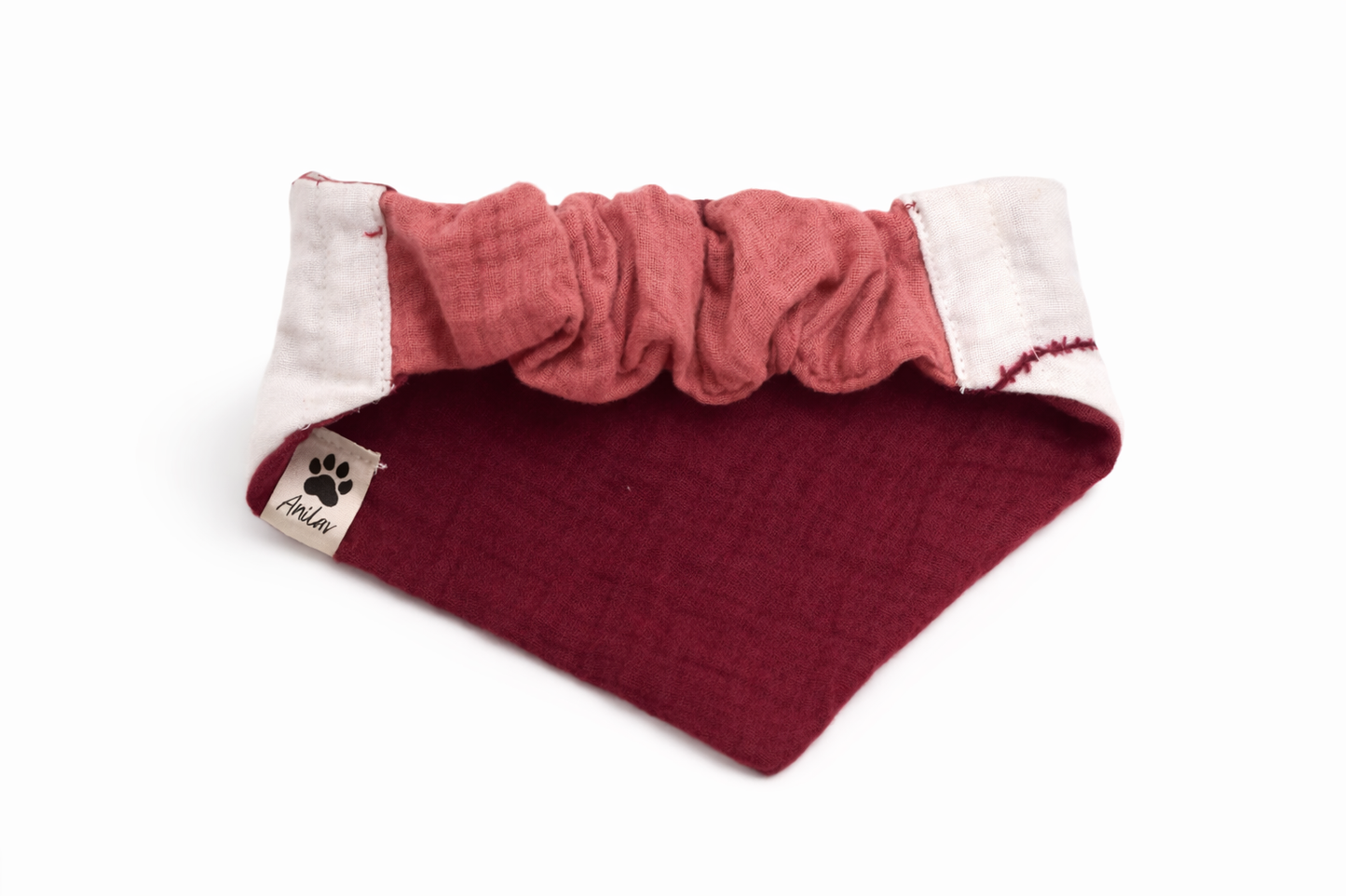 Scrunchie-Bandana - Trockenblumen + Lila/Brombeer - Musselin - Halstuch