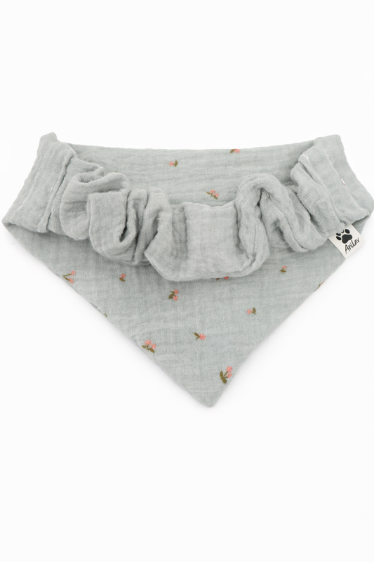 Scrunchie-Bandana - Kirschen + Mint - Musselin - Halstuch