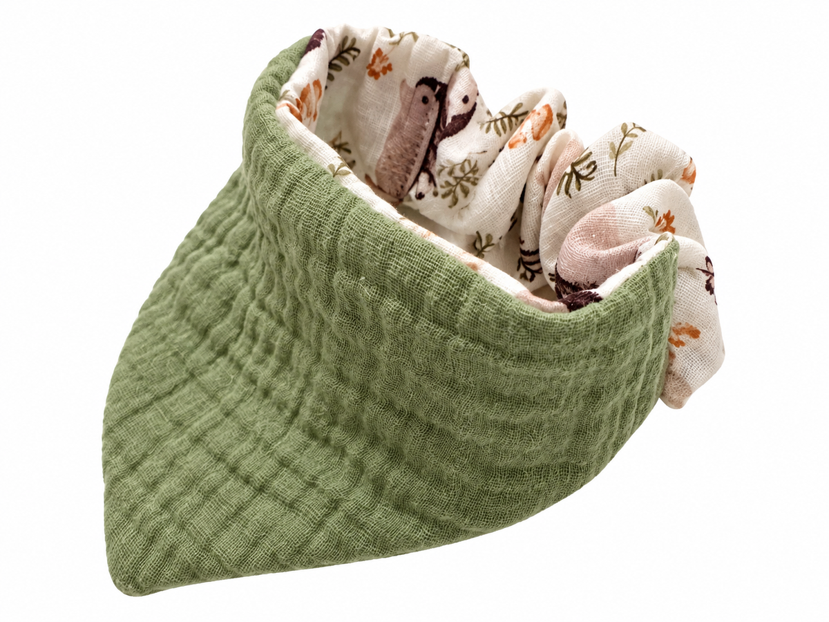 Scrunchie-Bandana - Igel Herbst - Musselin - Halstuch