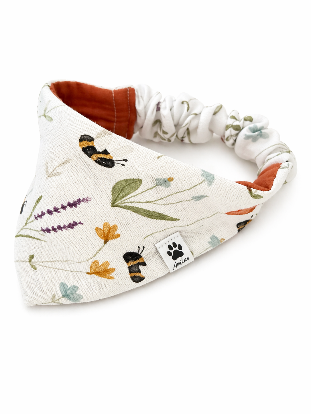 Scrunchie-Bandana - Hummel + Orange - Musselin - Halstuch
