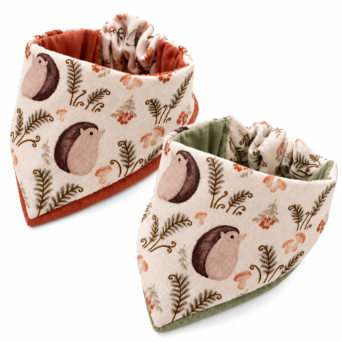 Scrunchie-Bandana - Igel Herbst - Musselin - Halstuch