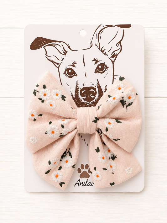 Hund Fliege Matrosenfliege Halsband - rosa Blumen