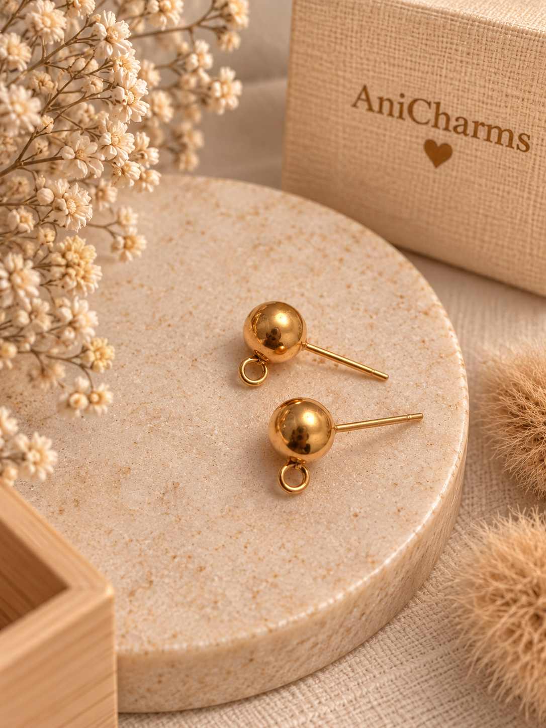 Charm-Träger - Stecker mit Öse - Edelstahl - gold