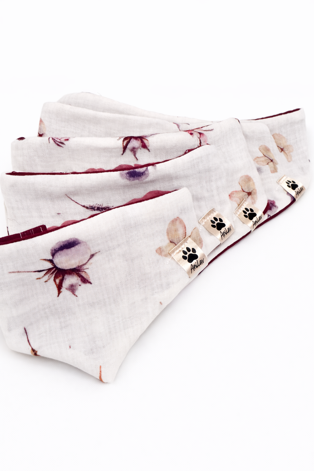 Scrunchie-Bandana - Trockenblumen + Lila/Brombeer - Musselin - Halstuch