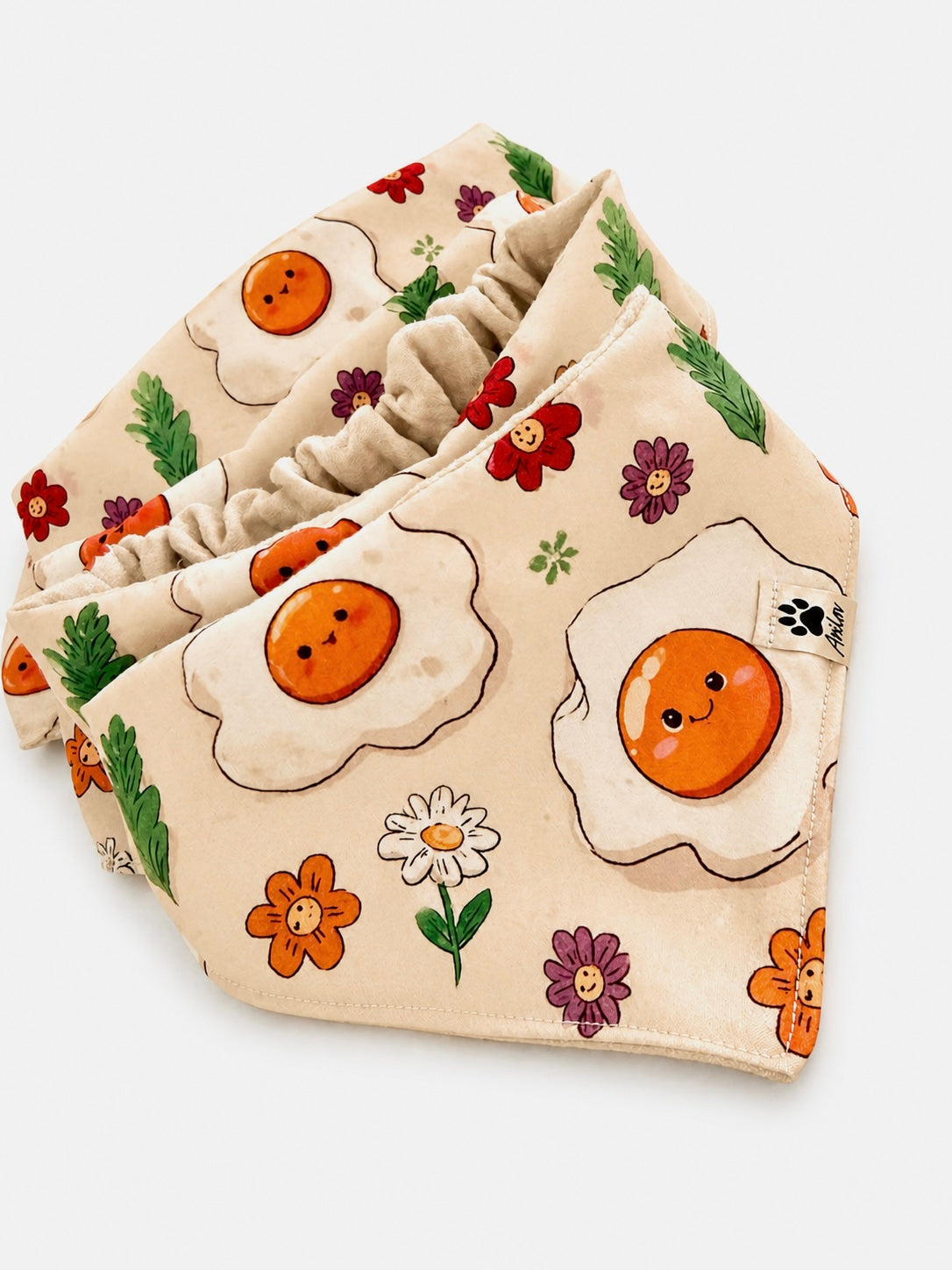 Scrunchie-Bandana - Spiegelei Happy - Musselin - Halstuch