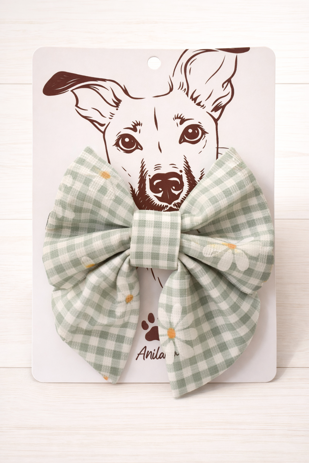 Hund Fliege Matrosenfliege Halsband - Kariert mint Blumen
