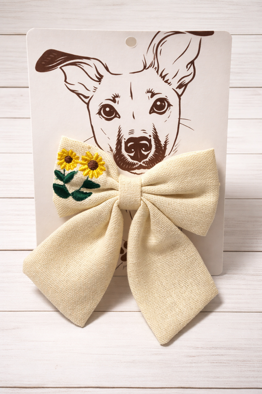 Hund Fliege Halsband - Sonnenblume Stickerei