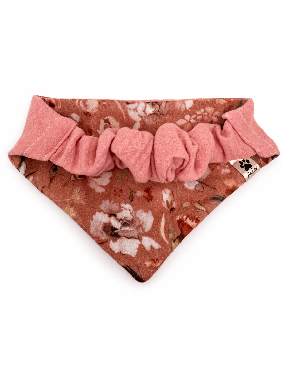 Scrunchie-Bandana - Blumen altrosa - Musselin - Halstuch