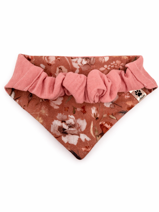 Scrunchie-Bandana - Blumen altrosa - Musselin - Halstuch