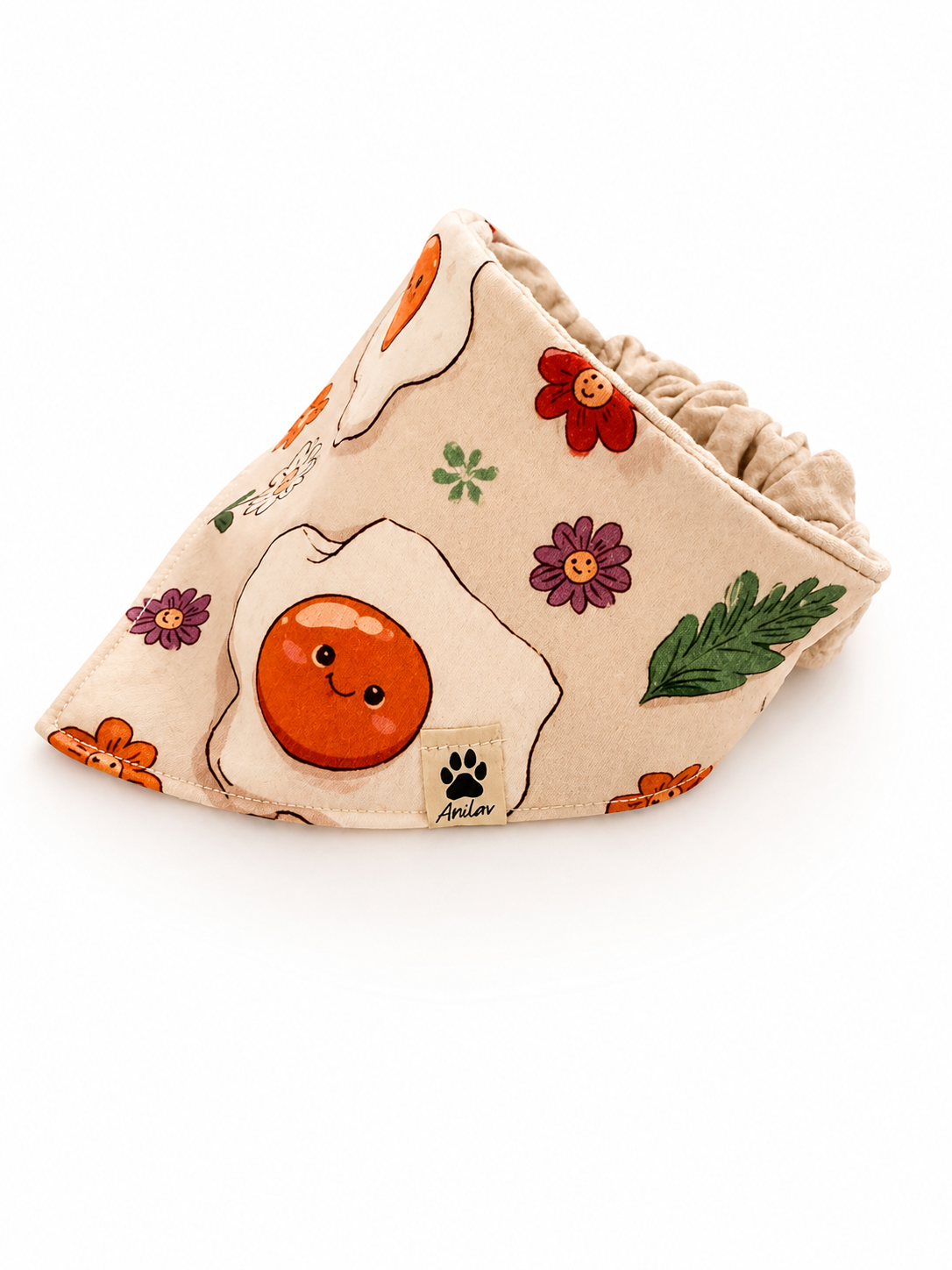 Scrunchie-Bandana - Spiegelei Happy - Musselin - Halstuch