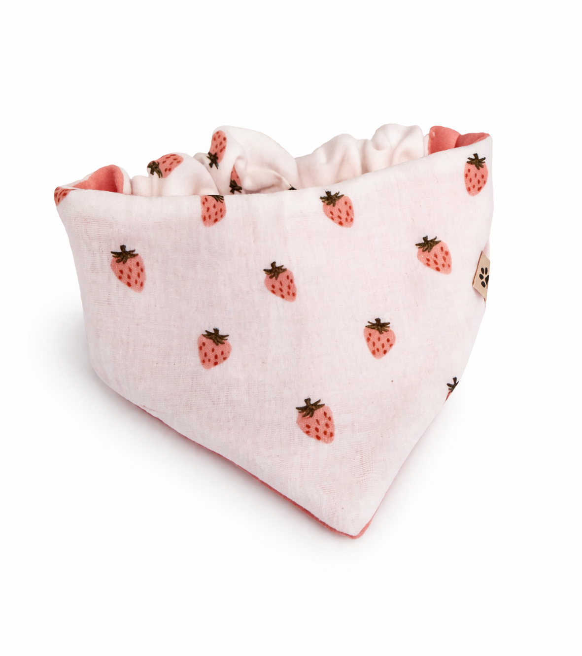 Scrunchie-Bandana - Erdbeeren + Rosa - Musselin - Halstuch