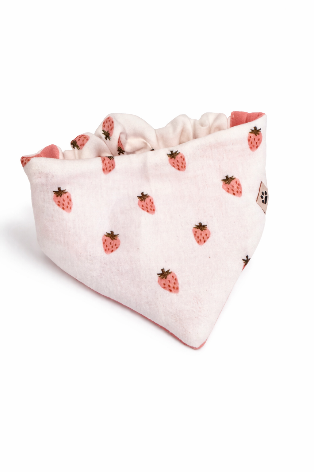 Scrunchie-Bandana - Erdbeeren + Rosa - Musselin - Halstuch