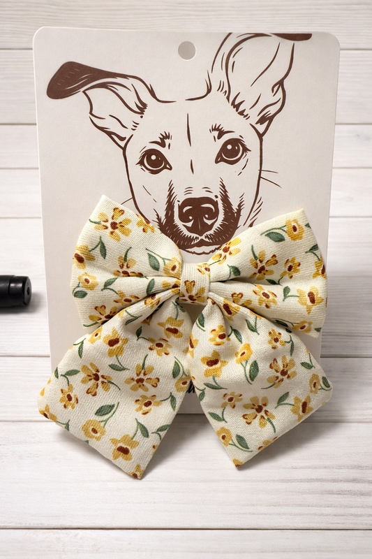 Hund Fliege Halsband - gelbe Blüten