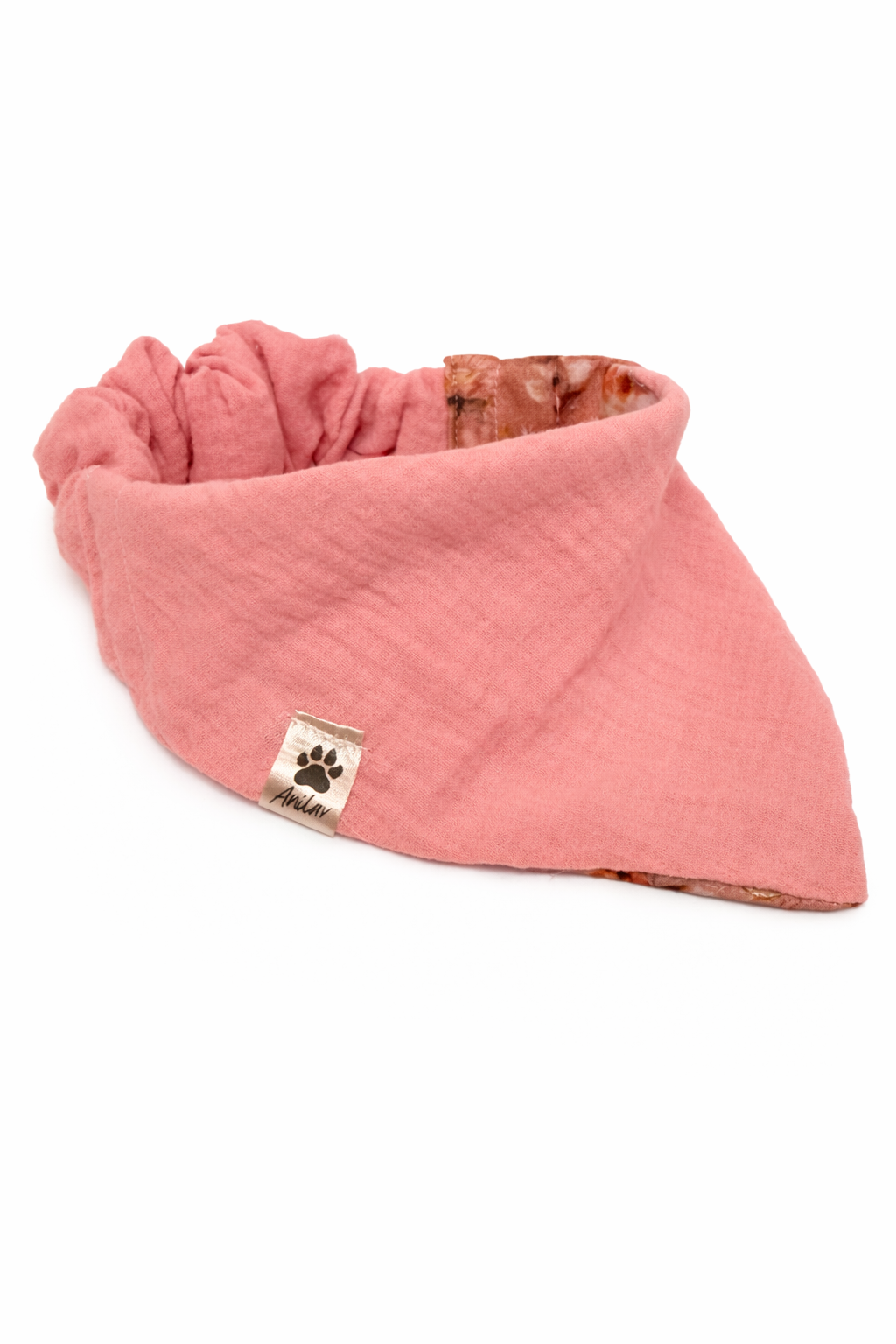 Scrunchie-Bandana - Blumen altrosa - Musselin - Halstuch