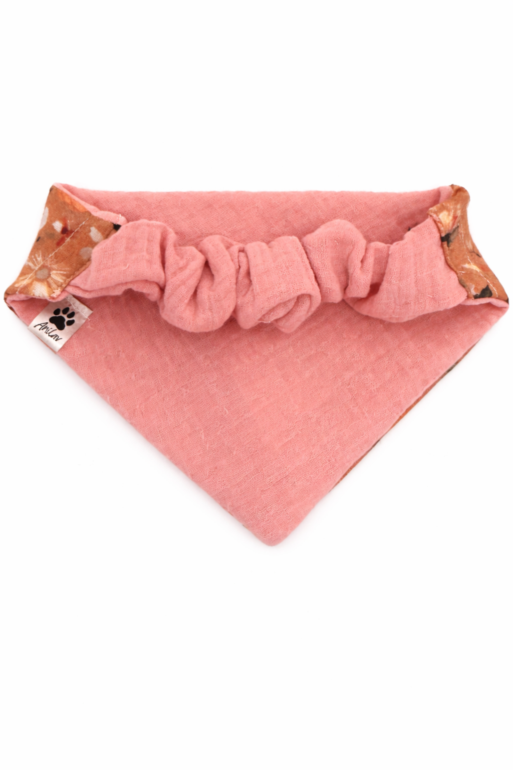 Scrunchie-Bandana - Blumen altrosa - Musselin - Halstuch