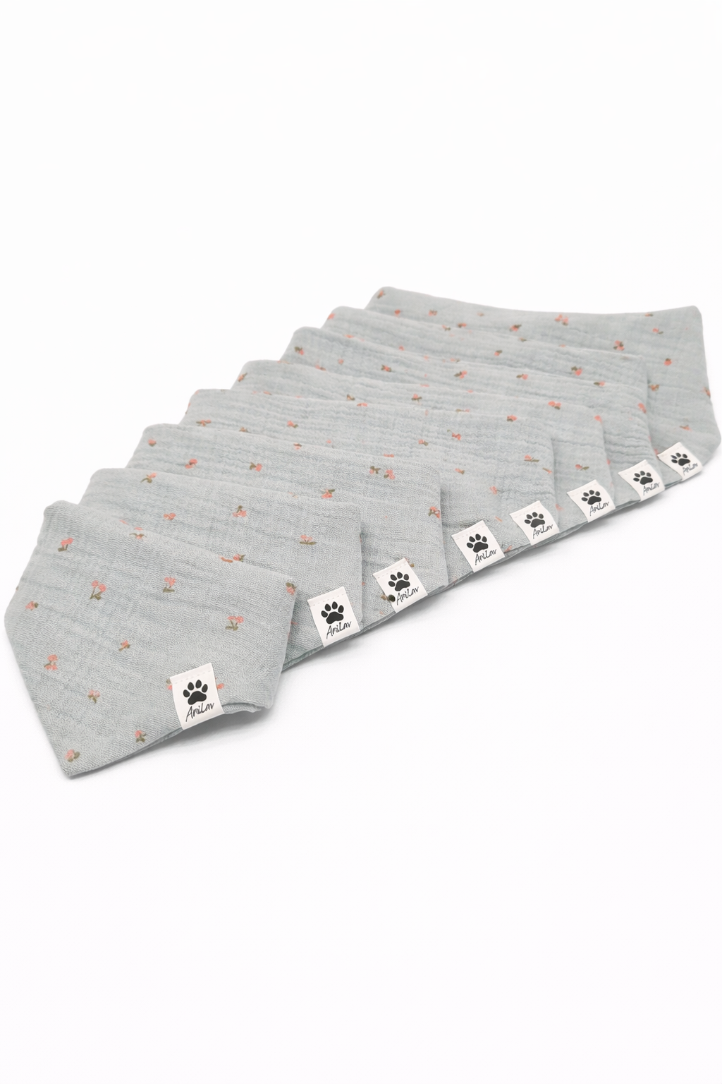 Scrunchie-Bandana - Kirschen weiß + mint - Musselin - Halstuch