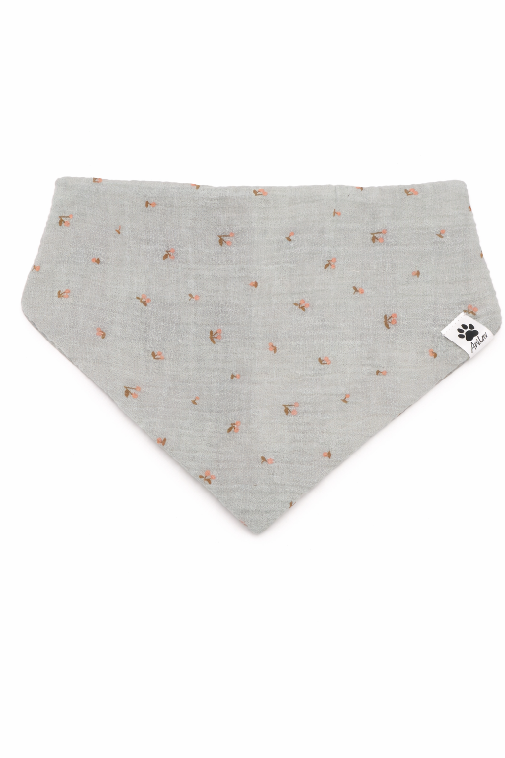 Scrunchie-Bandana - Kirschen weiß + mint - Musselin - Halstuch