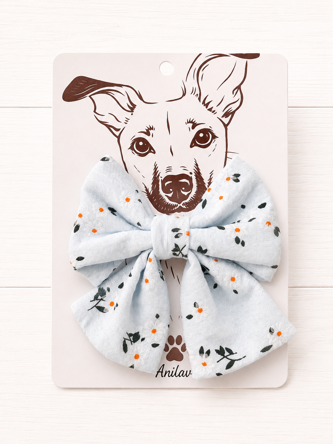 Hund Fliege Matrosenfliege Halsband - blau Blumen