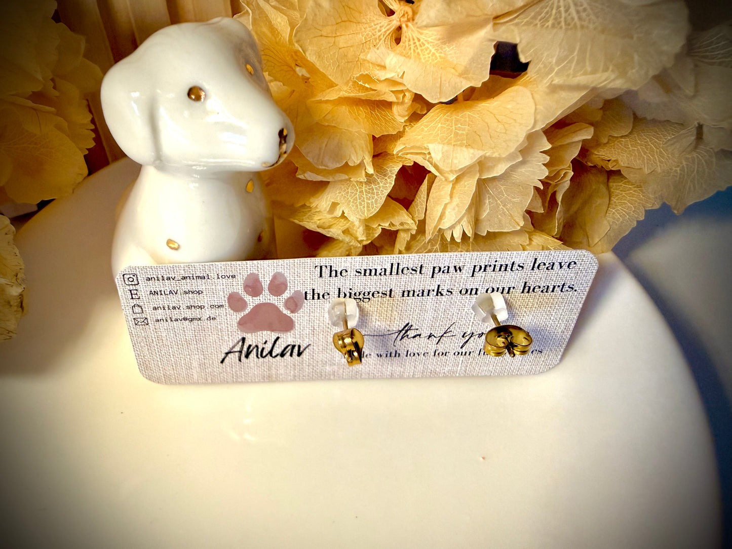 Tierliebe Ohrringe - Pfote mit Herz (Gold/Silber/Schwarz)