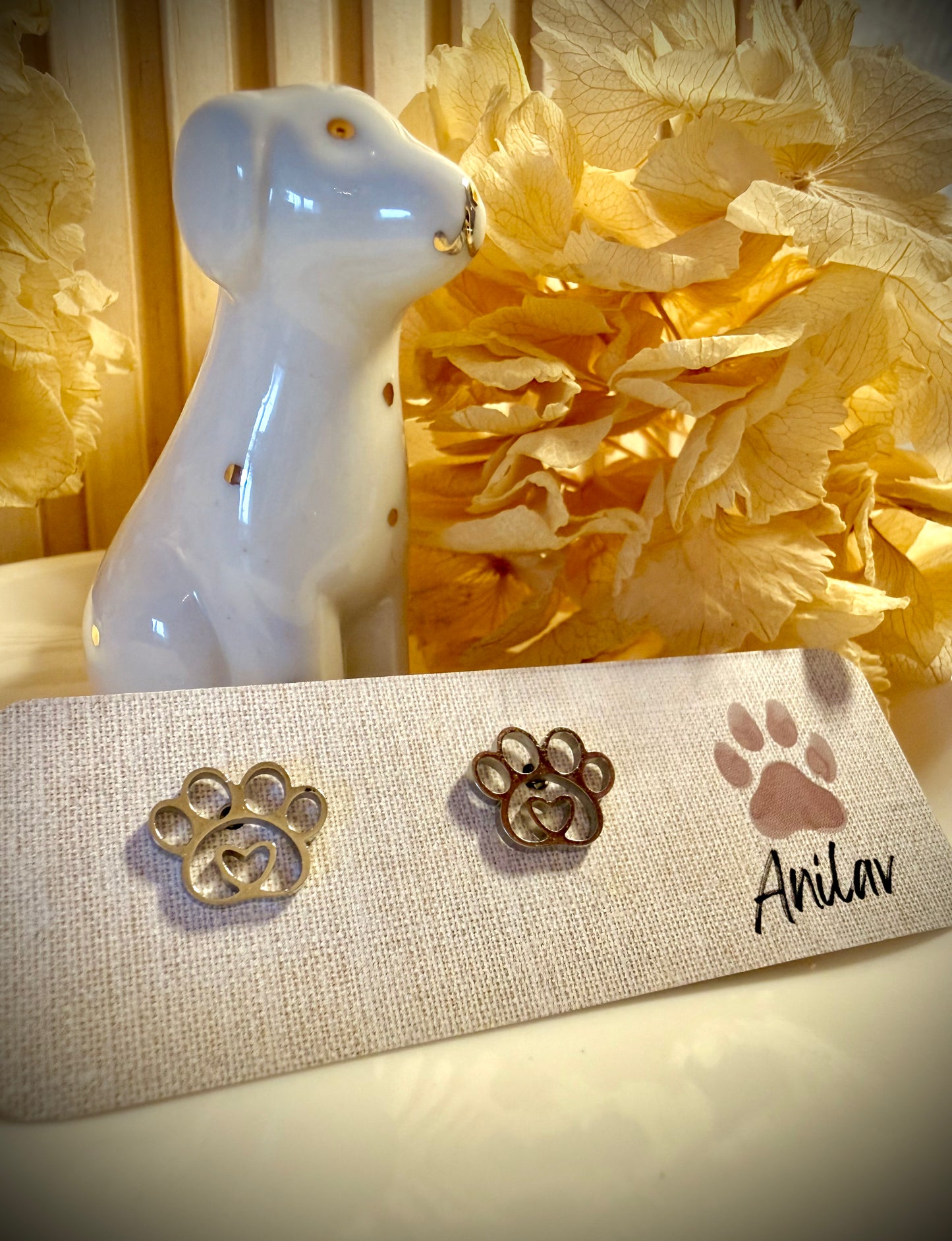 Tierliebe Ohrringe - Pfote mit Herz (Gold/Silber/Schwarz)