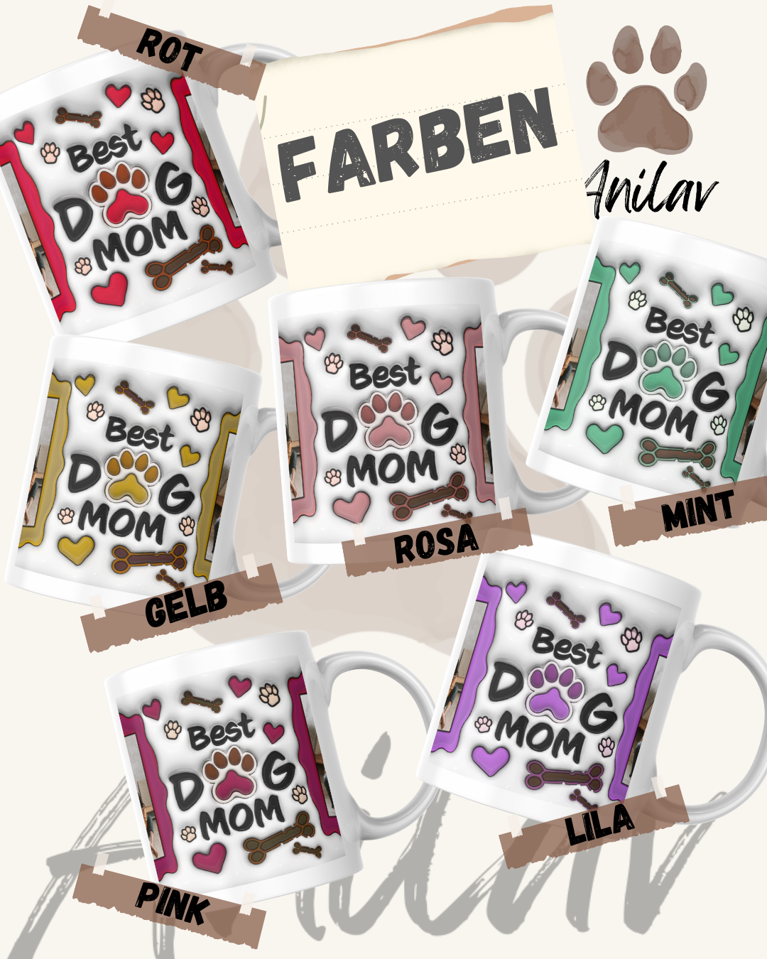 Tasse "Dog Mom" Beste Hundemama
