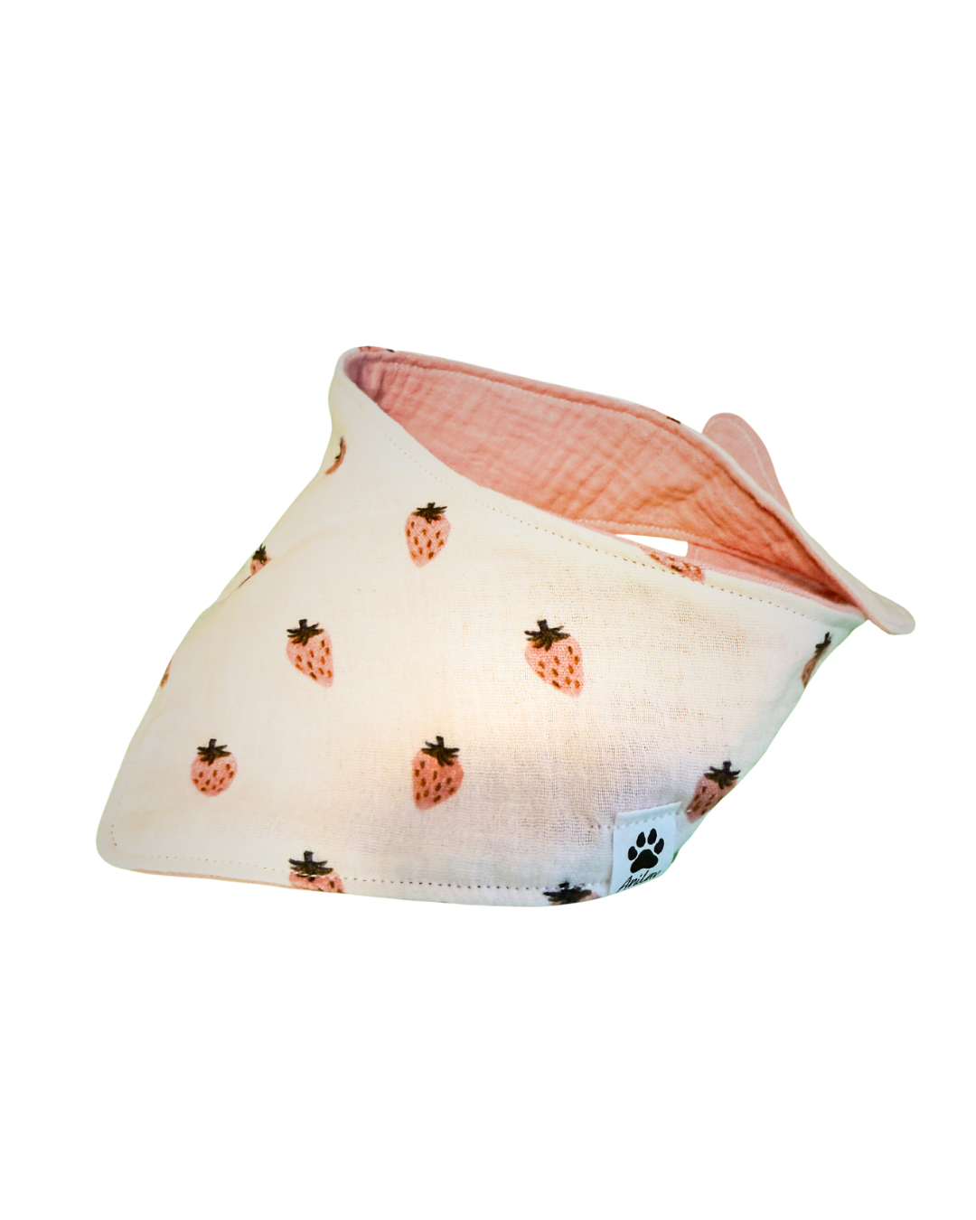Wende-Bandana zum Binden - Erdbeeren+Rosa + Musselin