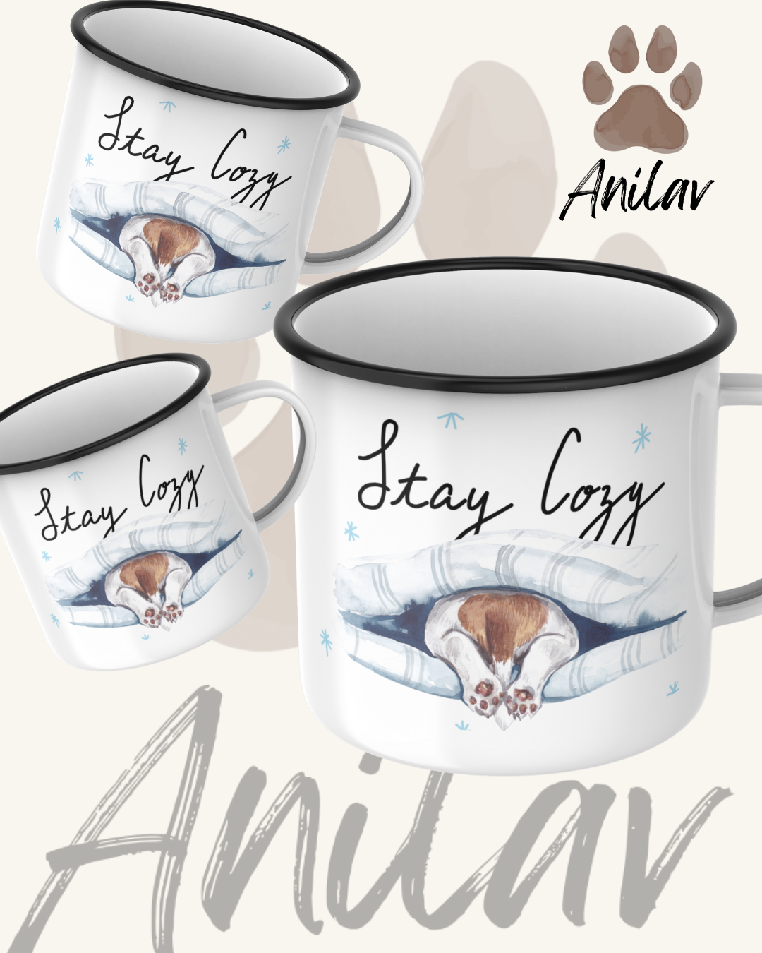 Emaille Tasse "Stay Cozy"